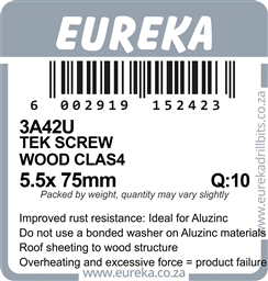 3A42 - Tek Screw Wood Class 4 -3A42_label_T